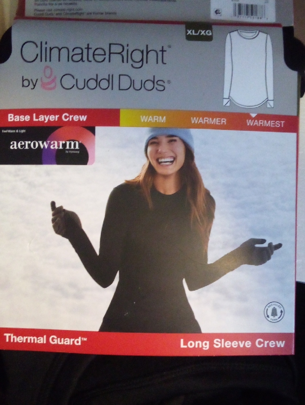 Warmest ! Cuddl Duds Aerowarm Long Sleeve Base Layer Crew neck Thermal Guard